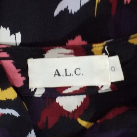 A.L.C. Silk Floral Print Long Sleeve Top Size 0 - Picture 5 of 7